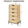 5 Drawer Dresser, Rattan Chest of Drawers, Wooden Dresser with Metal Legs, Mid Century Modern Tall Drawer Dresser for Bedroom, Living Room, Entrance - 2 of 4