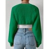 Women's Long Sleeve Open Front Knitted Crop Sweater Cardigan Drop Shoulder Knit Bolero Shrug - 2 of 4