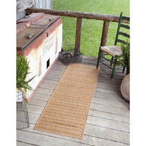 Unique Loom    Outdoor Border Checkered Area Rug - 1 of 4