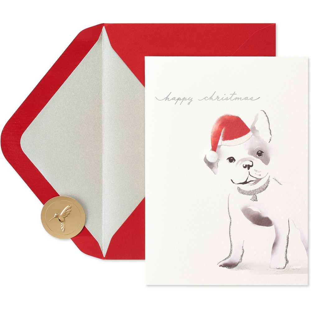 Photos - Envelope / Postcard Christmas Card Santa Frenchie Red - PAPYRUS