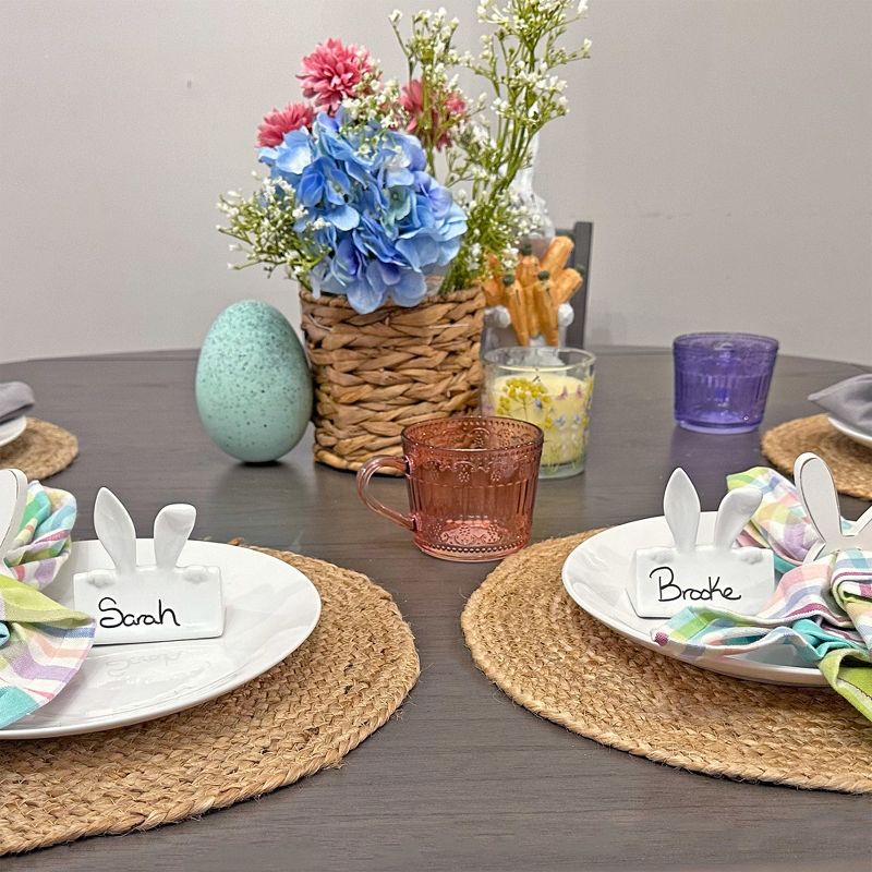 AuldHome Design Bunny Place Card Holders 6pk, Easter Spring Ceramic Reusable Place markers for Table, 4 of 9