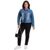 Women's Plus Size Corpped Denim Long Sleeve Button Down Casual Jean Jackets with Pockets - Agnes Orinda - 3 of 4