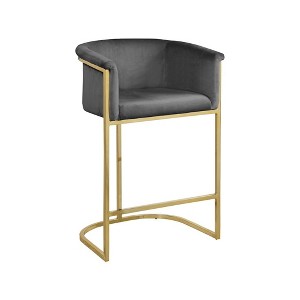 Meridian Furniture,Donatella Grey Velvet Stool - 1 of 4