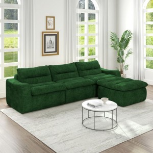Right sofa seat, L-shaped modular combined sofa, compressed combined sofa, modern lazy style comfortable beanbag sofa-Beige - 1 of 3