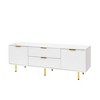 63" Particleboard TV Stand with 2 Storage Drawers and Sleek Easy-Clean Finish for Living Room or Bedroom - 3 of 4