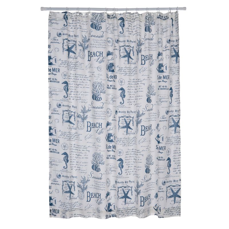 Beach Life Lined Shower Curtain with Grommets Navy - Levtex Home, 3 of 5