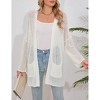Women's Crochet Cardigan Light Weight Long Sleeve Open Front Hollow Out Thin Cardigan - 2 of 4