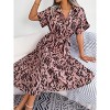 Women's Summer Polka Dot Print Shirt Dress Vintage Short Sleeve Button Down Midi Dress - 4 of 4