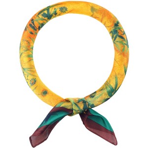 INSPIRE CHIC Women's Floral Printed Satin Square Flowers Silky Neck Scarves 1Pc - 1 of 4