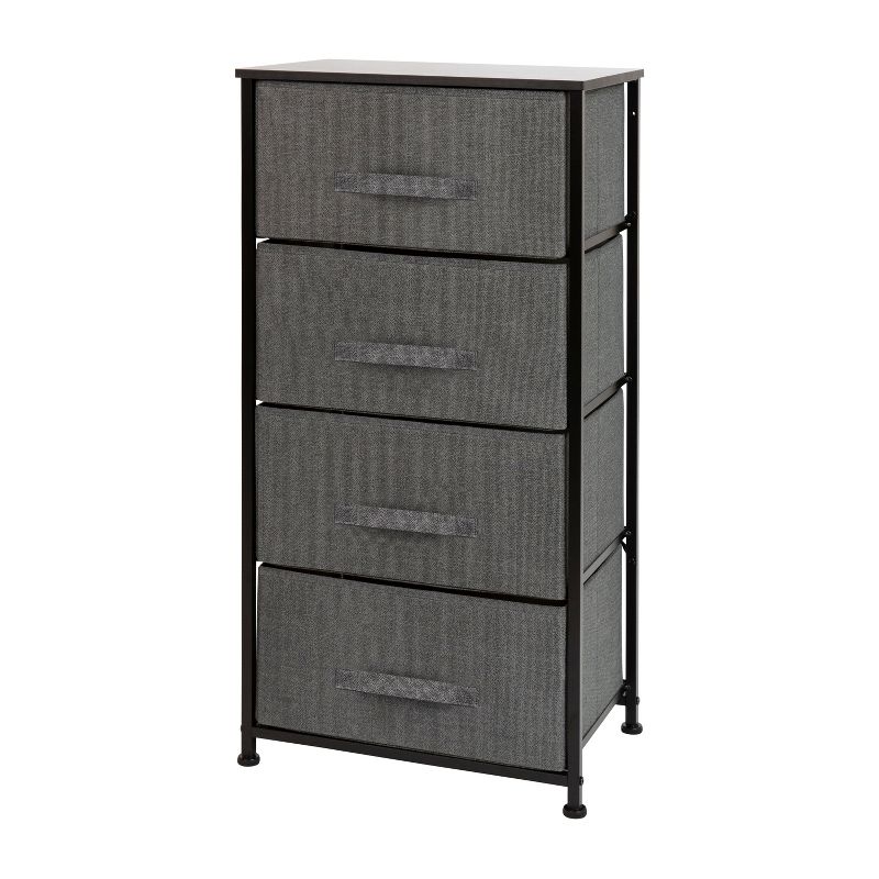 Flash Furniture 4 Drawer Wood Top Cast Iron Frame Vertical Storage Dresser with Easy Pull Fabric Drawers, 1 of 12