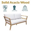Sunnydaze Bodie Acacia Wood Outdoor Patio Loveseat with Bone White Cushions - 62" W - 4 of 4