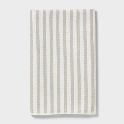 1pc Quick Dry Striped Waffle Hand Towel Tan - Room Essentials™