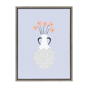 18" x 24" Sylvie Poppies Framed Wall Canvas by Duchess Plum Gray: Modern Botanical Decor, Kate & Laurel - 1 of 4