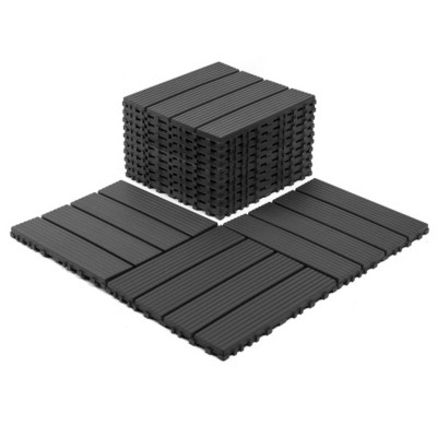 Syemin Carpet Tiles Plastic Interlocking Decking Tiles Waterproof for All-Weather Use, 44 Packs of Terrace Decking Tiles, Gray, 12"*12"*0.8"
