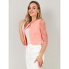 INSPIRE CHIC Women's Work Floral 3/4 Lace Trim Sleeves Open Front Bolero Shrug - 4 of 4