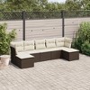 vidaXL 7 Piece Patio Sofa Set with Cushions - Brown and Cream With Table - 2 of 4