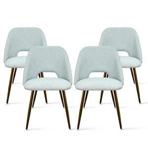 Panipeachy Upholstered Dining Chairs Set of 4, Mid-Century Modern Kitchen Chair with Walnut Finish Metal Legs - 1 of 4