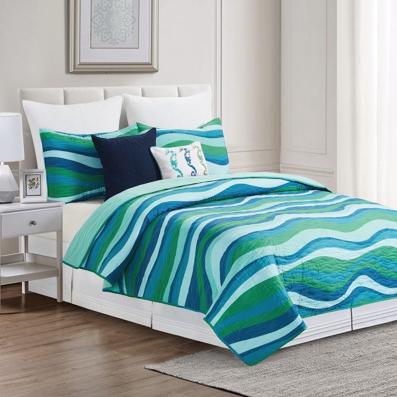 C&F Home Seawaves Coastal Beach Quilt Set - Reversible and Machine Washable, 1 of 8