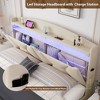 NicBex Queen Upholstered Bed Frame with Storage Headboard and 2 Drawers,Wood Platform Bed with LED Light,Charging Station,No Box Spring Needed - 3 of 4