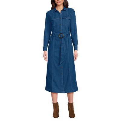 Lands' End Women's Soft Denim Midi Shirt Dress