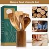 Itopfox 10-Piece Wooden Kitchen Utensil Set - Teak Wood Spoons, Spatulas, Ladle for Non-Stick Cookware, Cooking Tools with Hanging Holes - 2 of 4