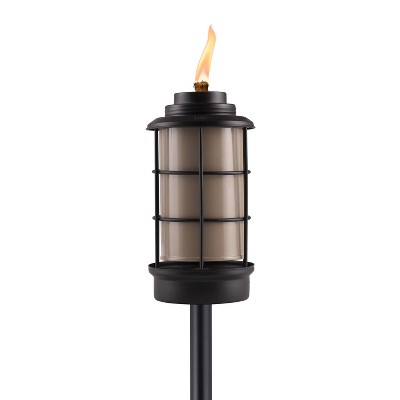 TIKI 64.25" Lantern Metal Outdoor Torch Black