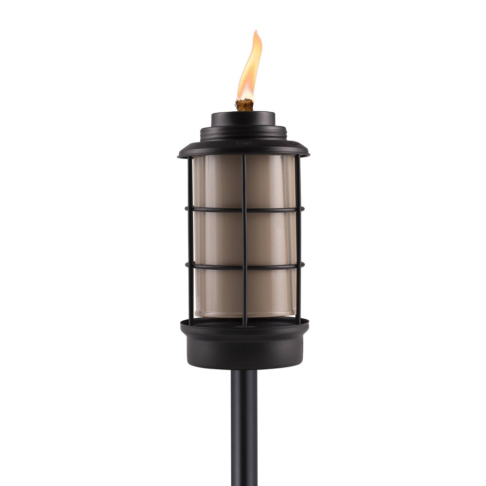 TIKI 64.25" Lantern Metal Outdoor Torch Black