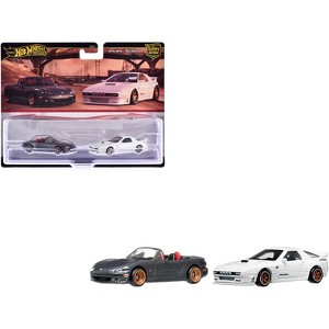 Mazda Mazdaspeed Miata Gray Metallic and Mazda RX7 FC Pandem White "Car Culture" Set of 2 Cars Die Cast Model Cars by Hot Wheels - 1 of 3