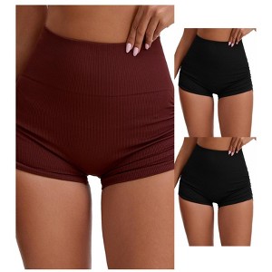 INSPIRE CHIC 3 Packs Women's High Waist Slimming Waist Butt Lifter Control Panties Workout Sport Running Short - 1 of 4