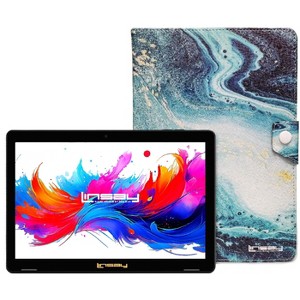 LINSAY 10.1"Octa Core  256GB Storage Android 15 Tablet with Ocean Marble Case - 1 of 4