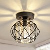 DORESshop 7 in. 1-Light Crystal Semi Flush Mount Ceiling Light Fixture, E26 Hallway Chandelier for Entry, Bedroom Bathroom - 3 of 4