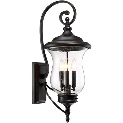Dark Silver And Clear Seedy Glass Exterior Wall Light 
