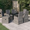 vidaXL Patio Dining Set Seat 7 Piece Gray 55.1" Table Length - Gray - 2 of 4