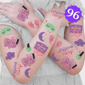 Big Dot of Happiness Pajama Slumber Party Temporary Tattoos for Kids, Spa Birthday Party Favors, Girls Night Decorations, Sleepover Accessory, PJ - 1 of 4