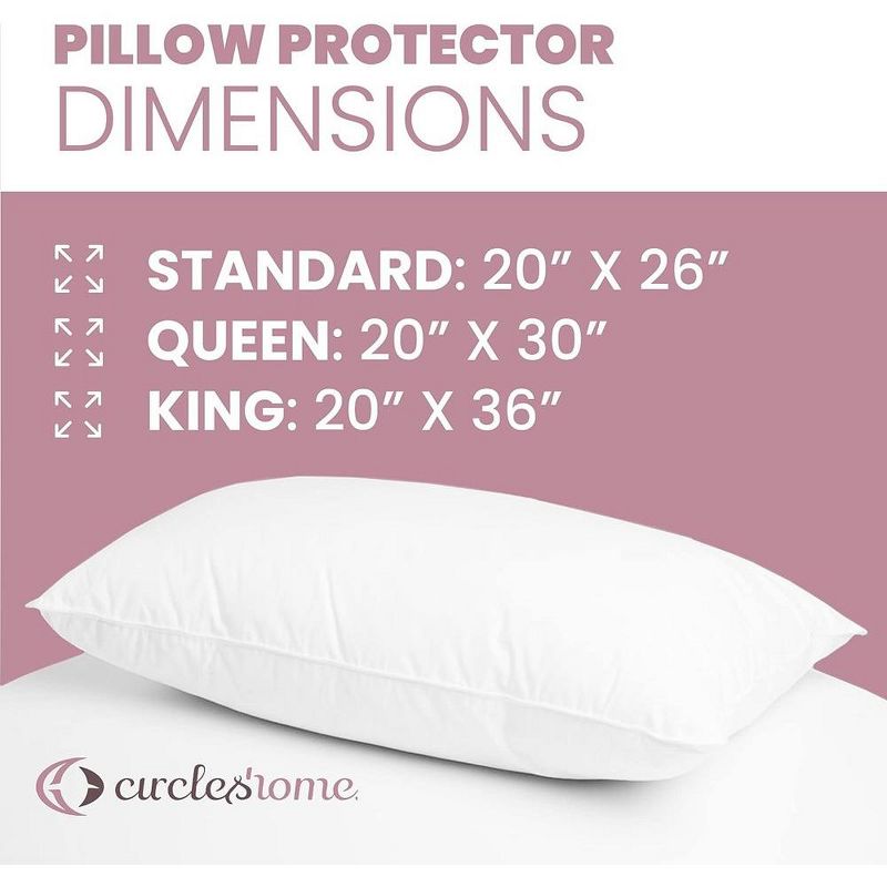 Circles Home 100% Cotton Breathable Pillow Protector with Zipper – (2 Pack), 4 of 10