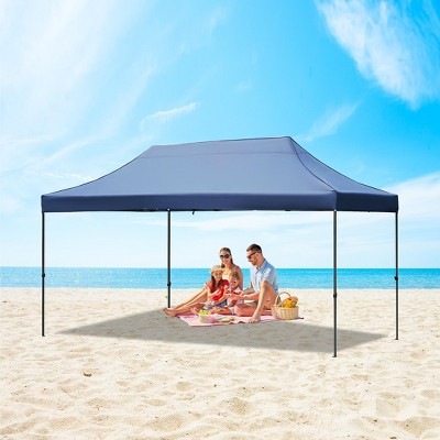10x15 FT Pop Up Canopy Tent, Commercial Instant Canopy with 4 Sidewalls & 4 Sandbags, Adjustable Party Gazebo for Camping Wedding Gathering