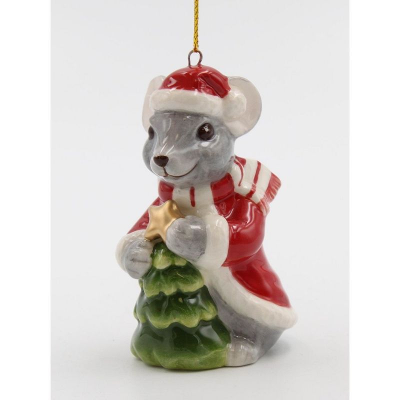 Kevins Gift Shoppe Ceramic Christmas Mouse With Tree Ornament, 1 of 8