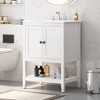 Rbied 24 in. W Single Sink Freestanding Bath Vanity in White with White Ceramic Top and Open Shelf Unassembled - 2 of 4