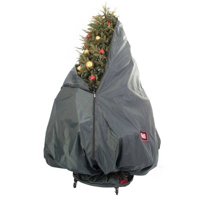 TreeKeeper Decorated Upright Tree Storage Bag with Rolling Tree Stand