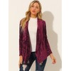 INSPIRE CHIC Women's Shawl Collar Pocket Open Front Velvet Cardigan - 3 of 4