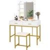 Karl Home | White And Gold Makeup Vanity Set With 2-Drawers And Stool - 3 of 4