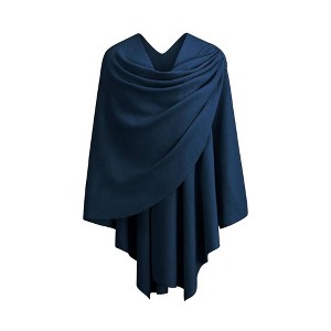 TIME HOLLOW Blue Cross-Front Knitted Shawl Wrap - 1 of 3