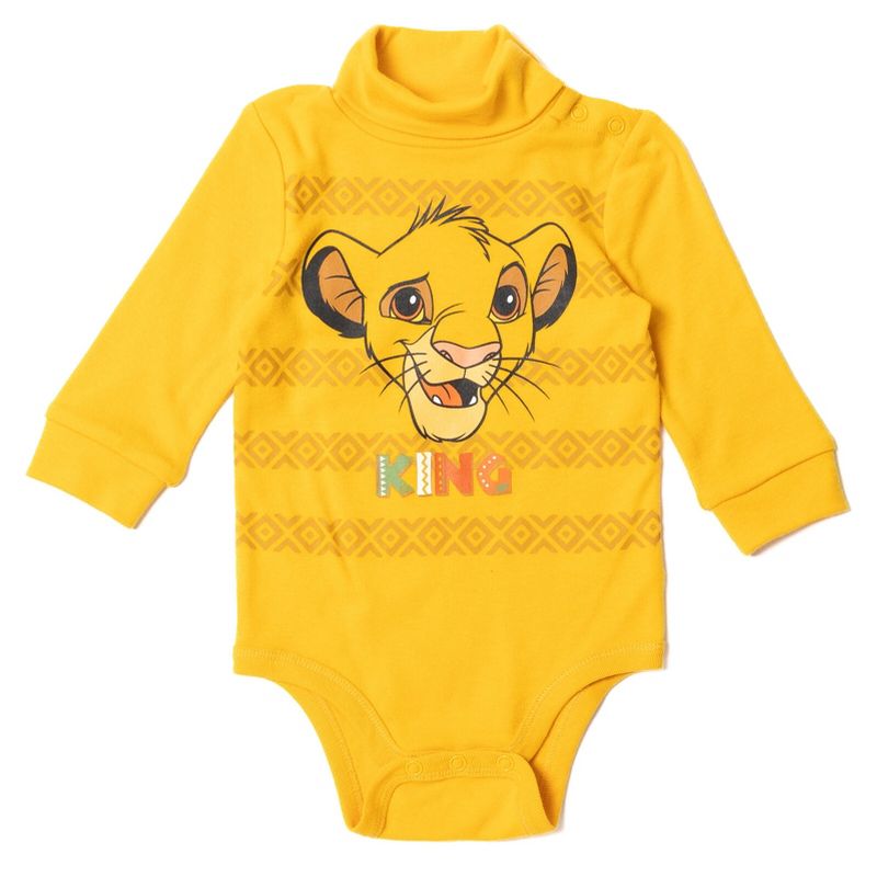 Disney Lion King,Mickey Mouse Simba Baby 2 Pack Turtleneck Bodysuits Newborn to Infant, 4 of 10