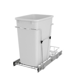 Rev-A-Shelf RV-12KD Series 35-Quart Kitchen Cabinet Pull-Out Waste Container with Rear Storage and Chrome-Plated Wire Bottom Mount - 1 of 4