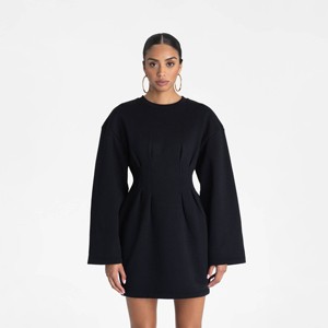 KBB by KAHLANA Women's Long Sleeve 'The Sweatshirt Dress' - Black - 1 of 3