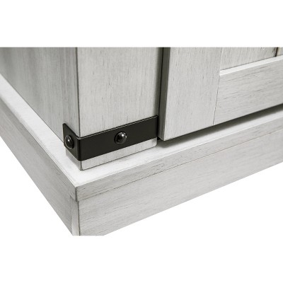 Coast-to-Coast Barn Door TV Stand in Off-White with Adjustable Shelves