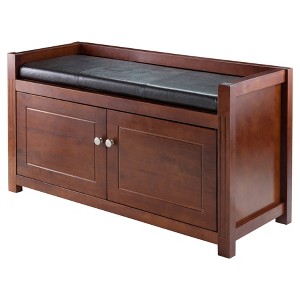 Winsome Storage Hall Bench with Cushion Walnut/Espresso: Faux Leather, Entryway Seating, Spot Clean - 1 of 4
