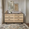 HDZNVF 51.18 inch 6 Drawers Rattan Storage Cabinet Rattan Drawer, Black - 2 of 4