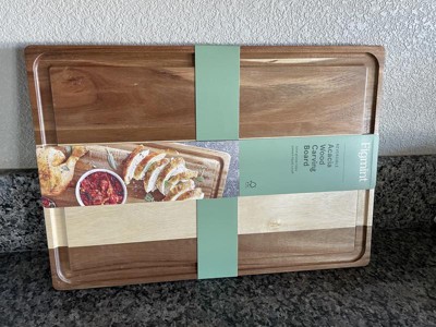 14"x20" Acacia Wood Carving Board With Juice Groove Natural - Figmint ...
