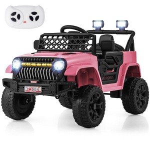 Costway 12V Kids Ride on Truck Car w/ Parental Remote 3 Speeds LED Lights & Music Player - 1 of 4
